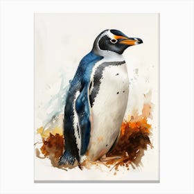 Humboldt Penguin Oamaru Blue Penguin Colony Watercolour Painting 3 Canvas Print
