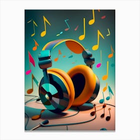 Music Notes And Headphones 2 Canvas Print