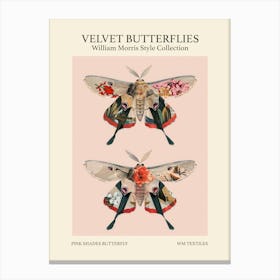 Velvet Butterflies Collection Pink Shades Butterfly William Morris Style 3 Canvas Print