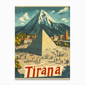 Aihrgdesign A Retro Travel Poster For Tirana 5 Canvas Print