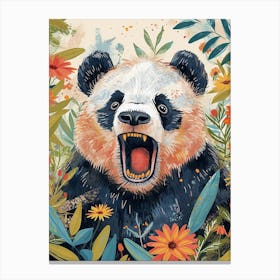 Giant Panda Growling Storybook Illustration 1 Canvas Print