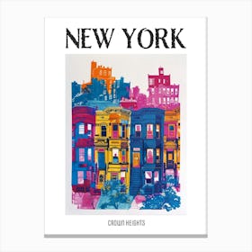 Crown Heights New York Colourful Silkscreen Illustration 3 Poster Canvas Print