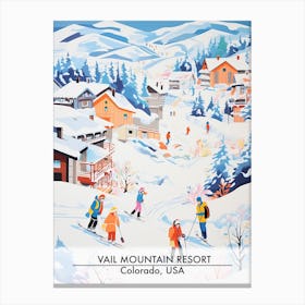 Vail Mountain Resort   Colorado Usa, Ski Resort Poster Illustration 1 Canvas Print