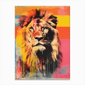 Lion Pop Art Risograph Inspired 1 Canvas Print