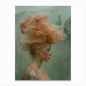 Pastel pink girl in nature Canvas Print