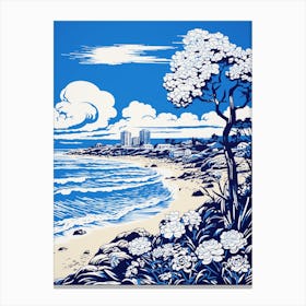 A Screen Print Of Burleigh Heads Beach Australia 1 Canvas Print