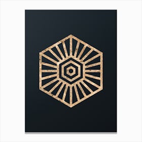 Abstract Geometric Gold Glyph on Dark Teal n.0455 Canvas Print