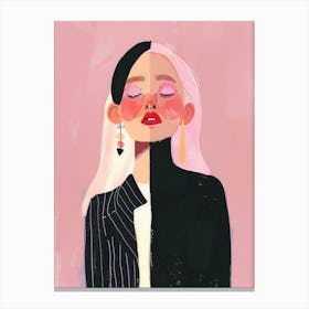 Illustration Of A Woman With Pink Hair Canvas Print