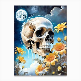 Surrealist Floral Skull Painting (21) Canvas Print