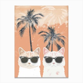 Two Cats In Sunglasses Vector Canvas Print