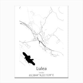 Lulea,Sweden Minimalist Map Canvas Print