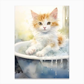 Turkish Cat In Bathtub Bathroom 4 Canvas Print