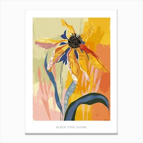 Colourful Flower Illustration Poster Black Eyed Susan 2 Canvas Print