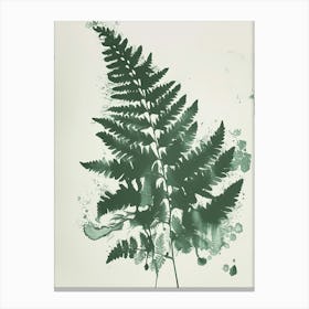 Green Ink Painting Of A Blue Star Fern 4 Canvas Print