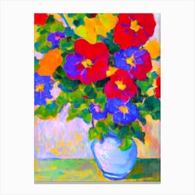 Morning Glory Floral Abstract Block Colour Flower Canvas Print
