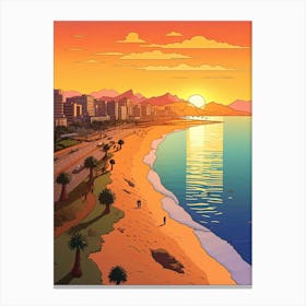 Copacabana Beach, Brazil, Flat Illustration 4 Canvas Print