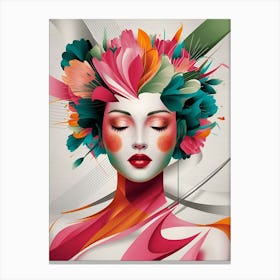 Abstract Woman With Flowers On Her Head Canvas Print