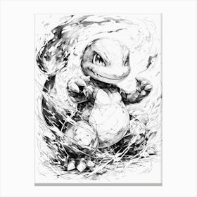 Charmander Black And White Canvas Print