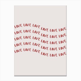 Red & Neutral Love Wave Canvas Print