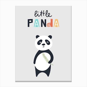Little Panda Neutral Grey Kids Canvas Print