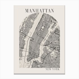 Manhattan New York Boho Minimal Arch Full Beige Color Street Map 1 Canvas Print