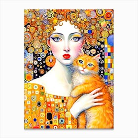 Woman and cat 2 Canvas Print