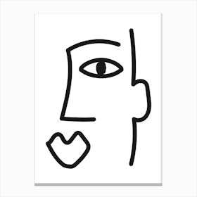 Abstract Face One Canvas Line Art Print