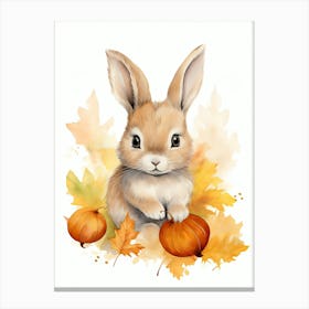 A Rabbit Watercolour In Autumn Colours 1 Canvas Print