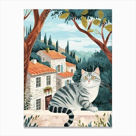 American Shorthair Cat Storybook Illustration 3 Canvas Print