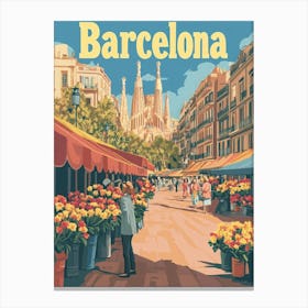 Aihrgdesign A Classic 1960s Travel Poster For Barcelona Canvas Print