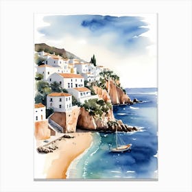 Spanish Ibiza Travel Poster Watercolor Painting (18) Canvas Print