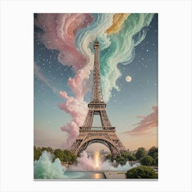 Pastel Burst Eiffel Tower Canvas Print