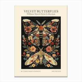 Velvet Butterflies Collection Butterfly Night Symphony William Morris Style 3 Canvas Print