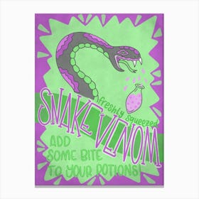 Snake Venom vintage style Halloween witchy poster Canvas Print