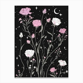 Roses In The Night Sky Canvas Print