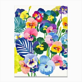 Pansy 2 Modern Colourful Flower Canvas Print