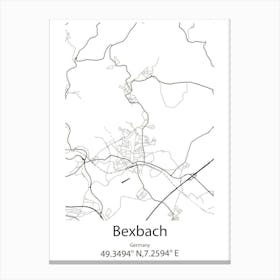 Bexbach,Germany Minimalist Map Canvas Print