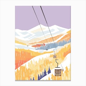 Stowe Mountain Resort   Vermont, Usa, Ski Resort Pastel Colours Illustration 0 Canvas Print