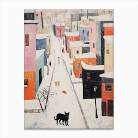 Cat In The Streets Of Harbin   China With Snow 3 Canvas Print