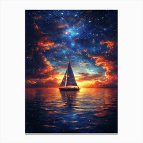 Sailboat At Sunset 1 Canvas Print