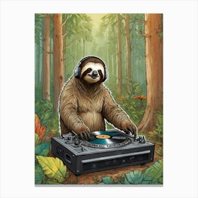 Sloth Dj Canvas Print