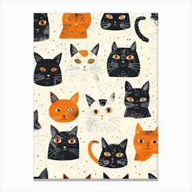 Repeatable Artwork With Cute Cat Faces 1 Canvas Print