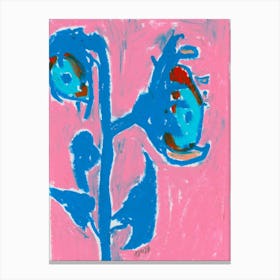 TwoFlowers on pink Canvas Print