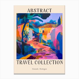 Abstract Travel Collection Poster Granada Nicaragua 4 Canvas Print