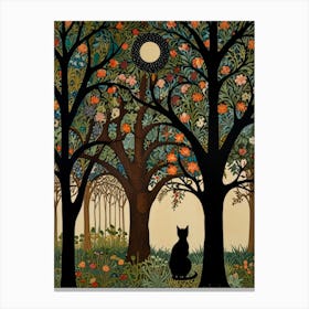 Cat In The Forest Style William Morris 5 Canvas Print