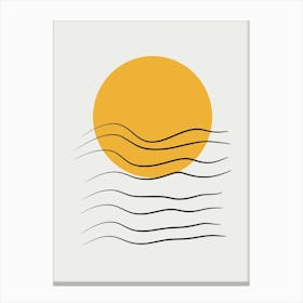Minimalist Sun And Ocean Canvas Print