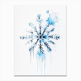 Ice, Snowflakes, Minimalist Watercolour 3 Canvas Print