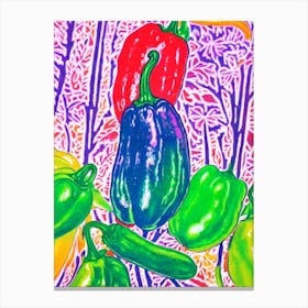 Jalapeno Pepper 2 Risograph Retro Poster vegetable Canvas Print