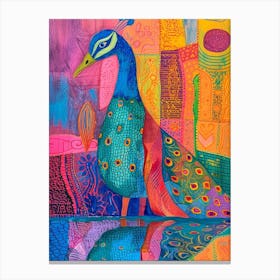 Geometric Colourful Peacock Pattern Canvas Print