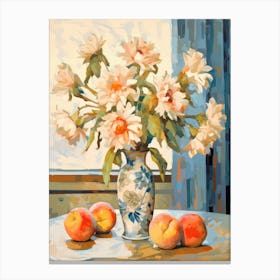 Sunflower Flower And Peaches Still Life Painting 4 Dreamy Canvas Print